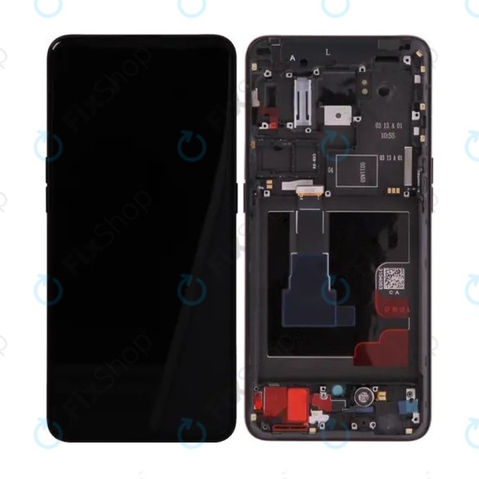Oppo Reno 2 - LCD Display + Touchscreen Front Glas + Rahmen (Black) - O-4902800 Genuine Service Pack