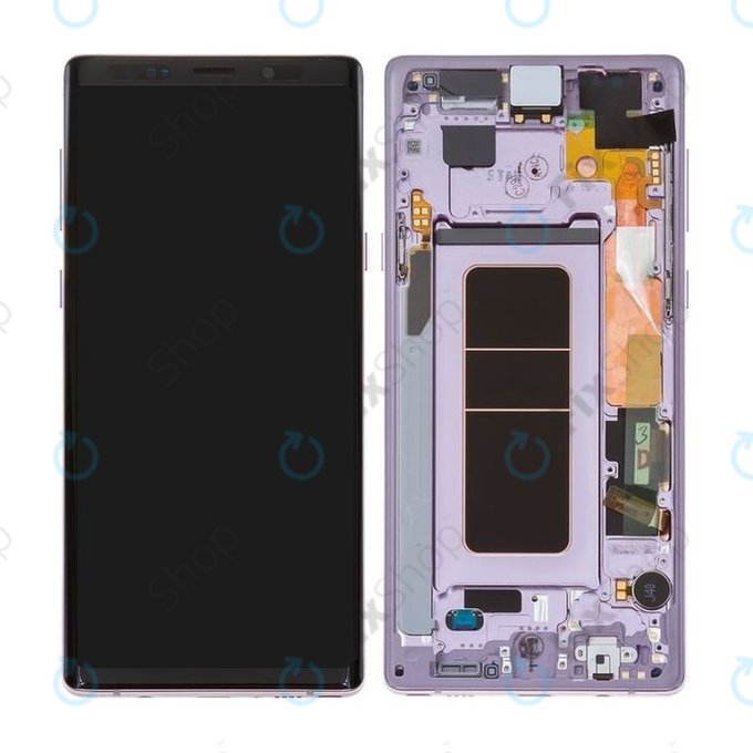 Samsung Galaxy Note 9 N960U - LCD Display + Touchscreen Front Glas + Rahmen (Lavender Purple) - GH97-22269E, GH97-23737E, GH97-22270E Genuine Service Pack