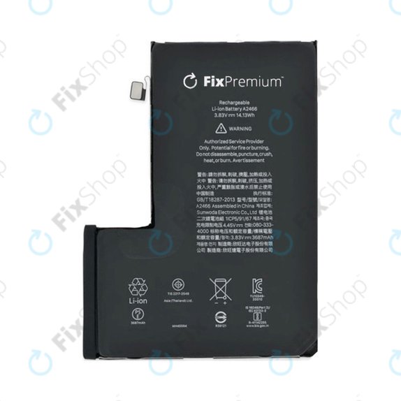 Akku Batterie für iPhone 12 Pro Max, 3687mAh, A2466, FixPremium