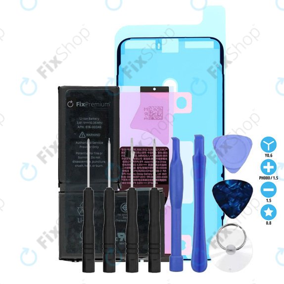 Apple iPhone X - Akku Batterie 2716mAh FixPremium + Akku Batterie Klebestreifen Sticker + LCD Klebestreifen Sticker + Werkzeugsatz - Multipack