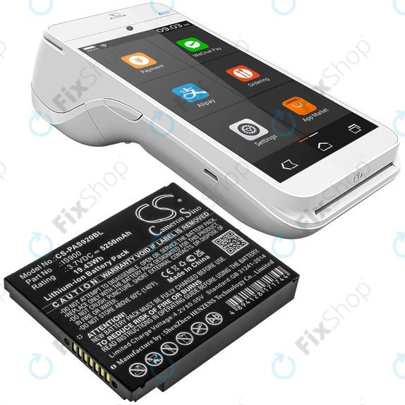 Batterie für Pax A920, A920c, 5250mAh, Li-Ion, 3.7V, IS900, HQ