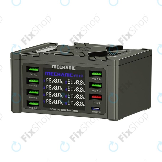Mechanic V-Power 8 Pro - USB-Service-Ladestation mit USB-C, USB 3.0