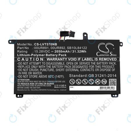 Batterie für Lenovo ThinkPad P51s, P52s, T570, T580, 2050mAh, Li-Pol, 15.28V, 00UR891, HQ