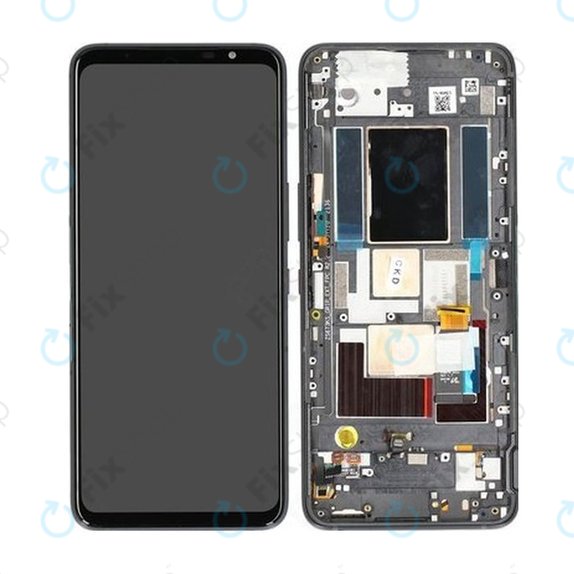 Asus ROG Phone 5s, 5s Pro ZS676KS - LCD-Display + Touchglas + Rahmen (Black) - 90AI0091-R20020 Genuine Service Pack