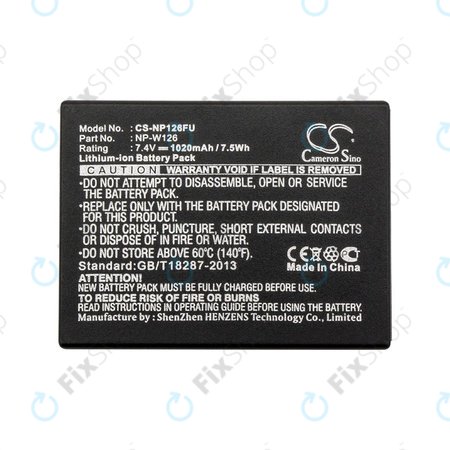 Akku batterie für Fujifilm FinePix, 1020mAh, Li-Ion, 7.4V, NP-W126, NP-W126S, HQ