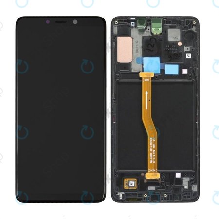 Samsung Galaxy A9 A920F (2018) - LCD Display + Touchscreen Front Glas + Rahmen (Caviar Black) - GH82-18308A, GH82-18322A Genuine Service Pack