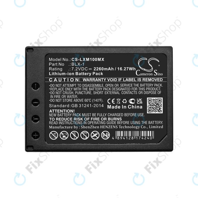 Batterie für Olympus OM SYSTEM OM-1, OM-1 Mirrorless, 2260mAh, Li-Ion, 7.2V, BLX-1, HQ