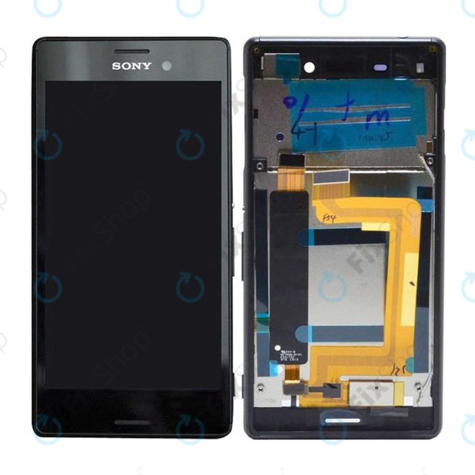 Sony Xperia M4 Aqua Dual E2333 - LCD Display + Touchscreen Front Glas + Rahmen (Black) - 124TUL0015A, 124TUL0011A Genuine Service Pack