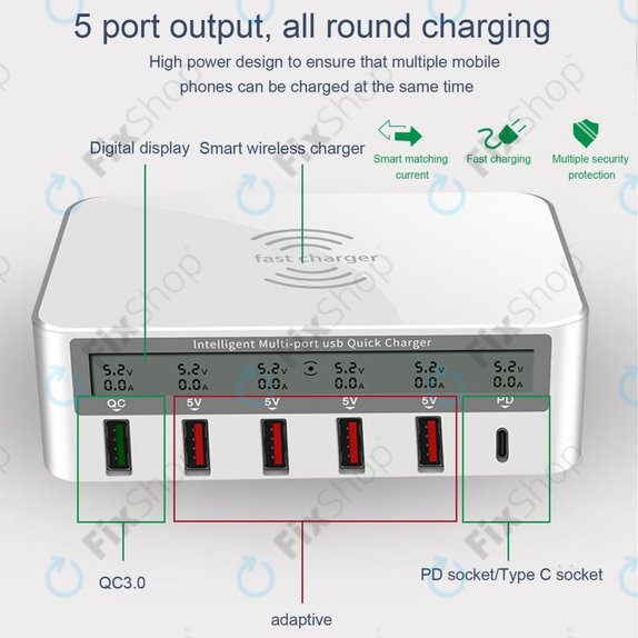 WLX-818F Service-Ladestation mit USB 3.0 und USB-C