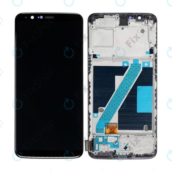 OnePlus 5T - LCD Display + Touchscreen Front Glas + Rahmen (Black) OLED