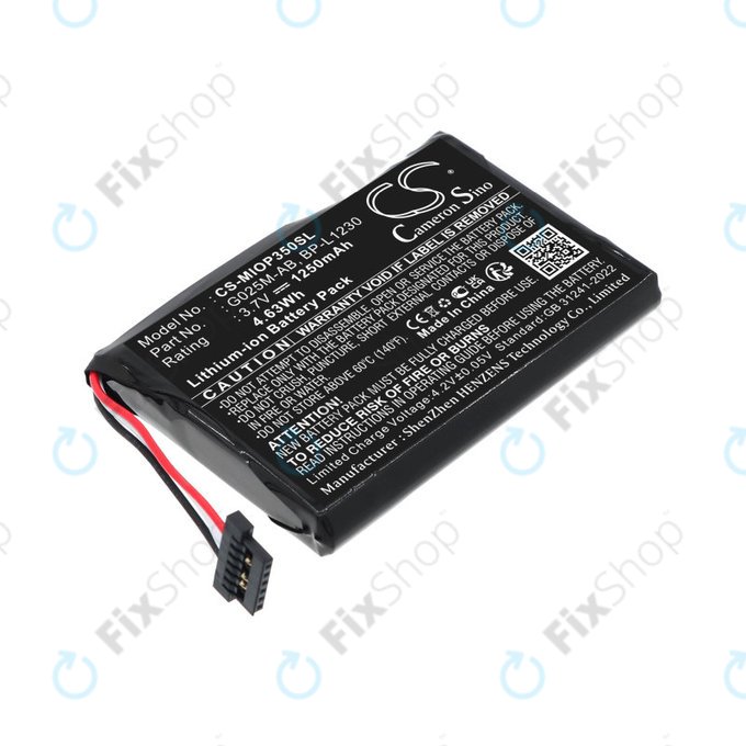 Batterie für Mitac Mio P350, P550, 1250mAh, Li-Ion, 3.7V, BL-LP1230, HQ