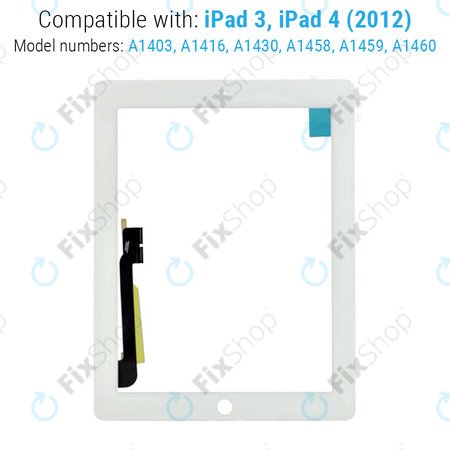 Apple iPad 3, iPad 4 - Touchscreen Front Glas (White)
