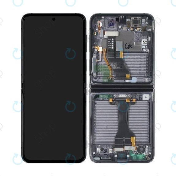 Samsung Galaxy Z Flip 5 F731B - LCD Display + Touchscreen Front Glas + Rahmen (Graphite) - GH82-31827A Genuine Service Pack
