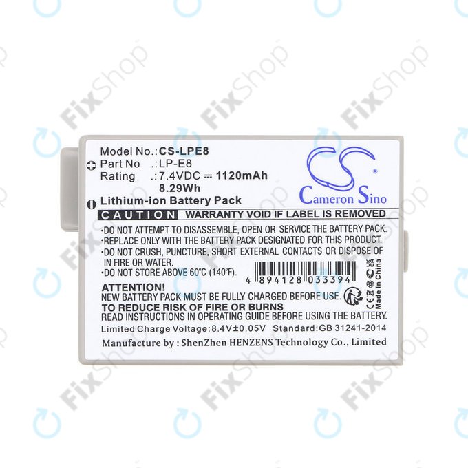 Akku batterie für Canon EOS 550D, 600D, LP-E8, Li-ion, 7.4V, 1120mAh, HQ