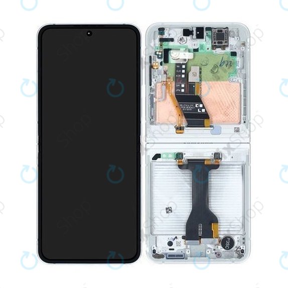 Samsung Galaxy Z Flip 6 F741B - LCD Display + Touchscreen Front Glas + Rahmen (White) - GH82-35014F Genuine Service Pack