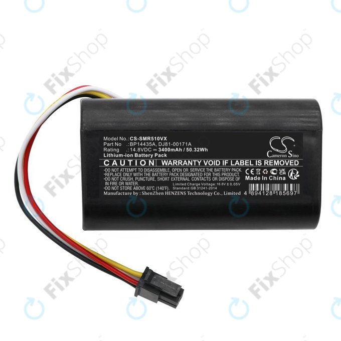Akku batterie für Samsung PowerBot-E, Eureka i5, Midea i5, i9, 3400mAh, Li-Ion, 14.8V, BP14435A, HQ