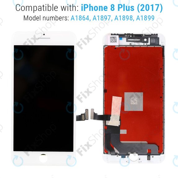Display für iPhone 8 Plus, White, Touchscreen-Glas mit Rahmen