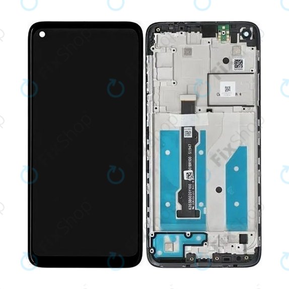Motorola Moto G8 XT2045 - LCD Display + Touchscreen Front Glas + Rahmen (Black) - 5D68C16383 Genuine Service Pack