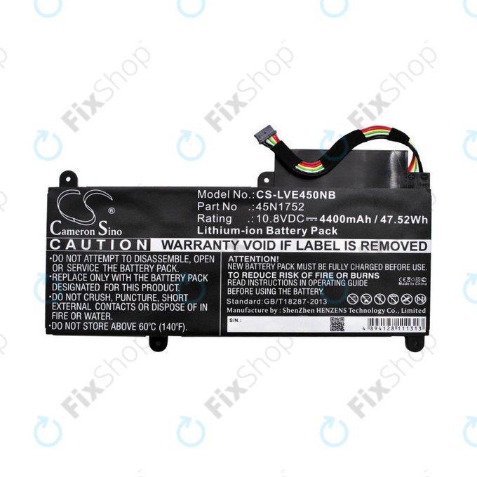 Batterie für Lenovo ThinkPad E450, E455, E460, E465, T470p, ThinkPad Edge E450 i7, 4400mAh, Li-Ion, 10.8V, 45N1752, HQ