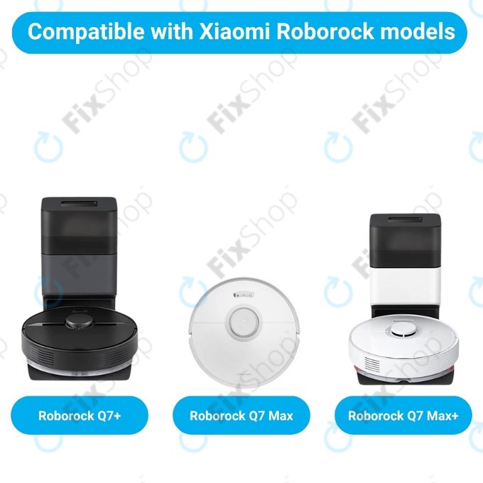 Ersatzteilset für Xiaomi Roborock Q7+, Q7 Max, Q7 Max+ (1x Hauptbürste, 2x Filter, 2x Seitenbürste – weiß)
