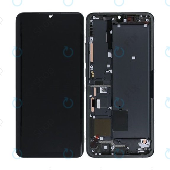 Xiaomi Mi Note 10, Mi Note 10 Pro - LCD Display + Touchscreen Front Glas + Rahmen (Midnight Black) - 56000300F400 Genuine Service Pack