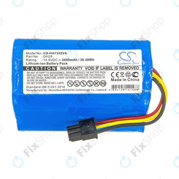 Akku batterie für Fomt R620c, Haier T322, J300s, Liectroux DH860, TCL S15, Tomefon, 2600mAh, Li-Ion, 14.8V, GH28, HQ
