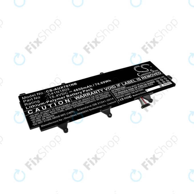 Batterie für Asus Zephyrus Gx701, Rog Zephyrus S Gx701, Rog Gx701, 4850mAh, Li-Pol, 15.4V, C41N1802, HQ