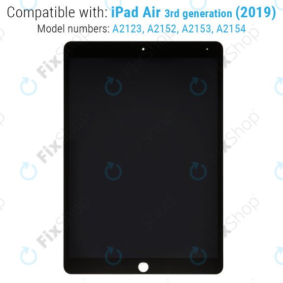 LCD-Display für iPad Air (3rd Gen 2019), Black, Touchscreen-Glas ohne Rahmen, Refurbished