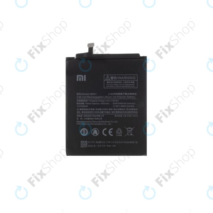 Xiaomi Redmi Note 5A, Redmi S2 (Redmi Y2) - Akku Batterie BN31 3080mAh - 46BN31G05014 Genuine Service Pack