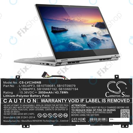 Akku batterie für Lenovo Ideapad C340, Ideapad Flex, 2850mAh, Li-Pol, 15.36V, L18C4PF3, HQ