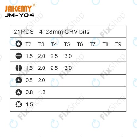 Jakemy JM-Y04 - Dynamischer Präzisionsschraubendreher mit Magnettafel 25in1