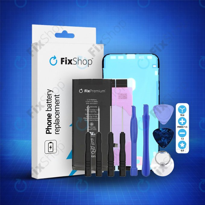 Apple iPhone XR - Akku Batterie 2942mAh FixPremium + Akku Batterie Klebestreifen Sticker + LCD Klebestreifen Sticker + Werkzeugsatz - Multipack