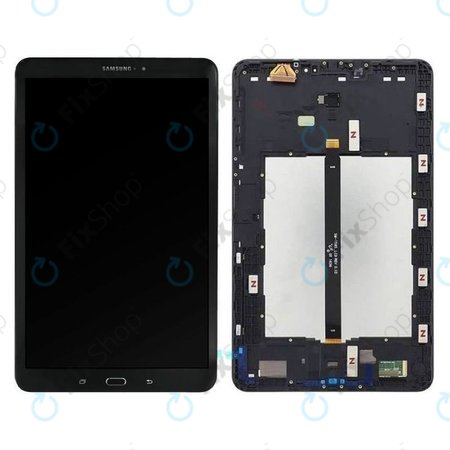 Samsung Galaxy Tab A 10.1 LTE (2016) T585, T580 - LCD Display + Touchscreen Front Glas + Rahmen (Black) - GH97-19022A, GH97-19203A Genuine Service Pack