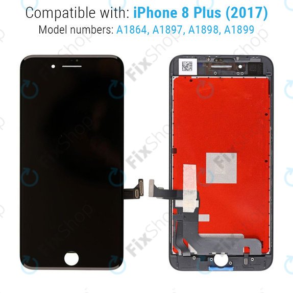 Apple iPhone 8 Plus - LCD Display + Touchscreen Front Glas + Rahmen (Black) Refurbished PRO