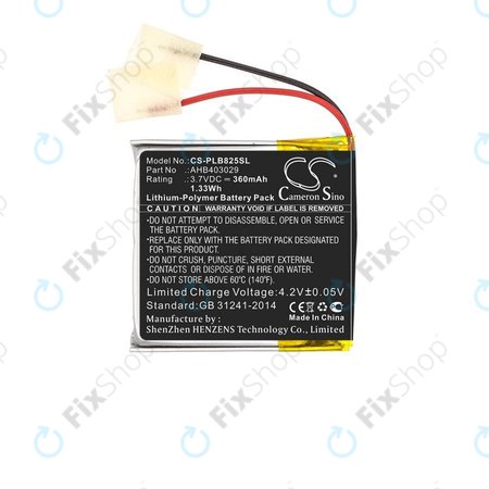 Batterie für Plantronics Voyager Focus B825, 360mAh, Li-Pol, 3.7V, AHB403029, HQ