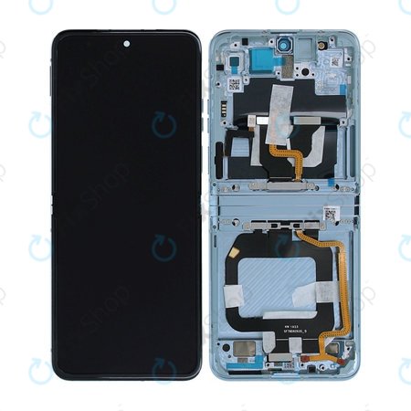 Motorola Razr 40 Ultra - LCD Display + Touchscreen Front Glas + Rahmen (Glacier Blue) - 5D68C22597 Genuine Service Pack