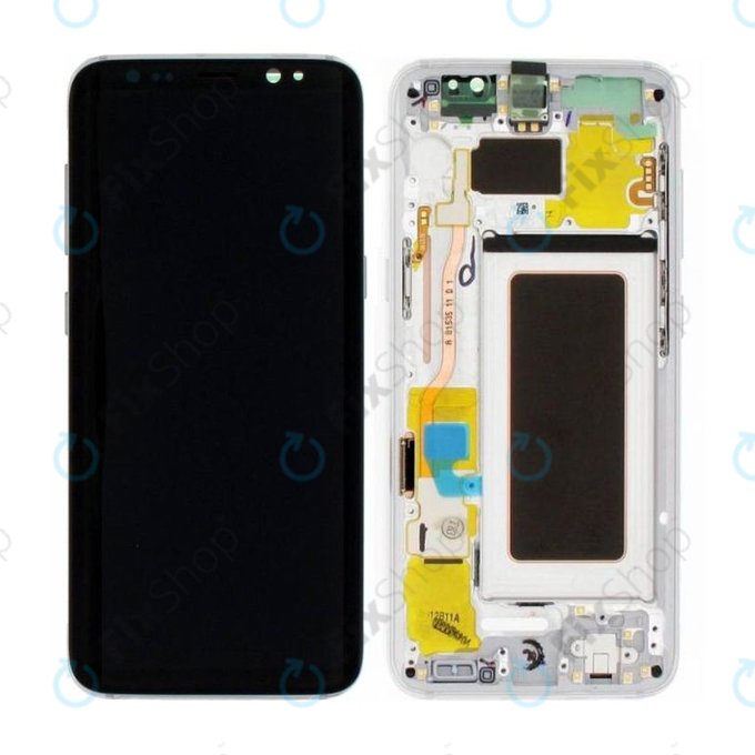 Samsung Galaxy S8 G950F - LCD Display + Touchscreen Front Glas + Rahmen (Arctic Silver) - GH97-20457B, GH97-20473B, GH97-20458B, GH97-20629B Genuine Service Pack