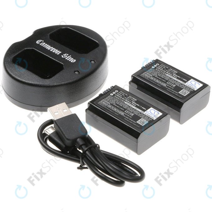 2 Akkus mit Ladegerät fürSony NEX-5, Alpha 7, NEX-7, 1030mAh, Li-Ion, 7.4V, NP-FW50, HQ