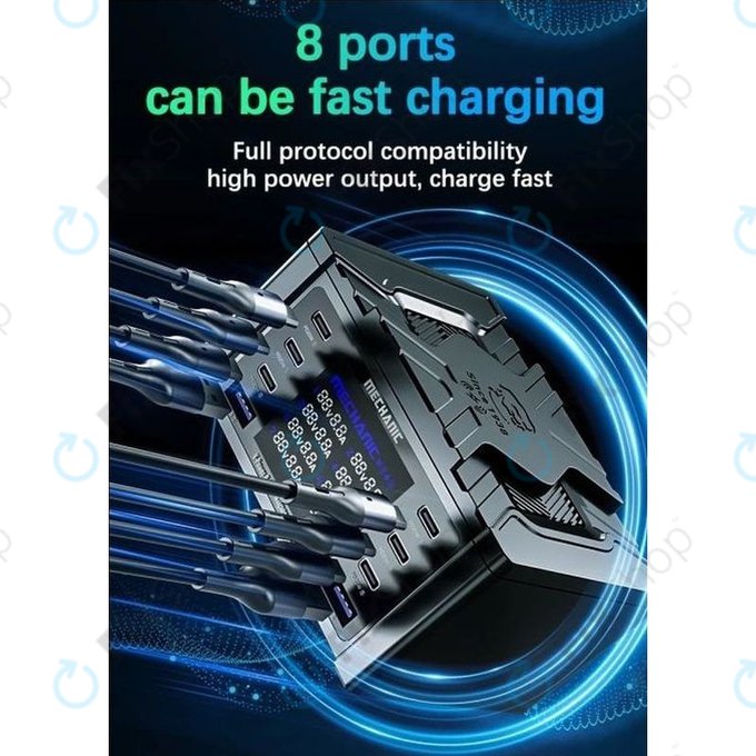 Mechanic V-Power 8 Pro - USB-Service-Ladestation mit USB-C, USB 3.0