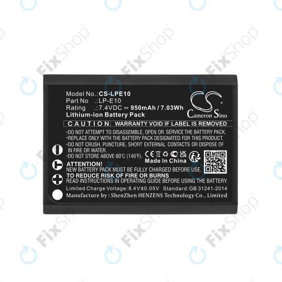 Akku batterie für Canon EOS 1100D, EOS 1300D, 950mAh, Li-Ion, 7.4V, LP-E10, HQ