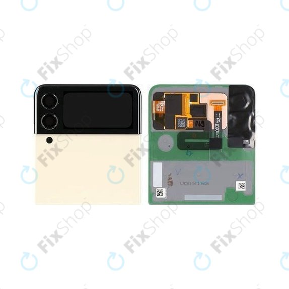 Samsung Galaxy Z Flip 3 F711B - LCD Display + Touchscreen Front Glas + Rahmen (Externe) (Cream) - GH97-26773B Genuine Service Pack
