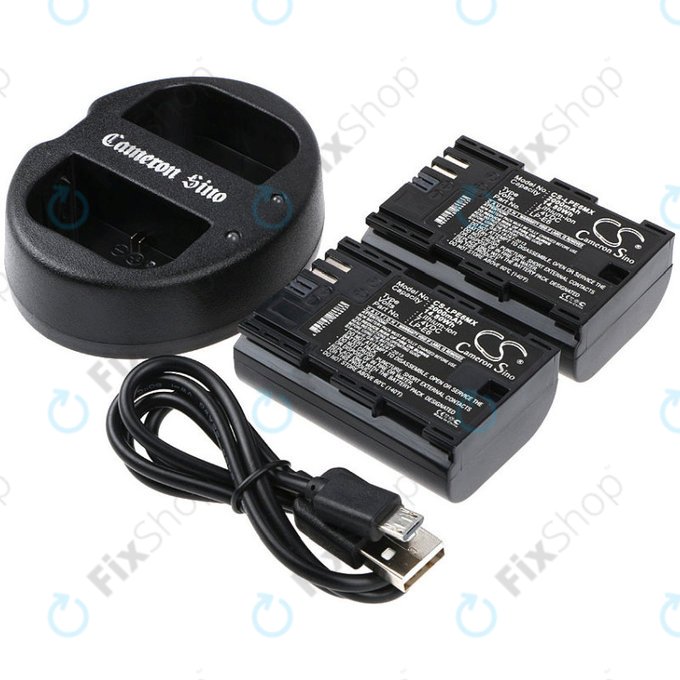 2 Akkus mit Ladegerät fürCanon EOS 5D Mark II, EOS 7D, 2000mAh, Li-Ion, 7.4V, LP-E6, HQ