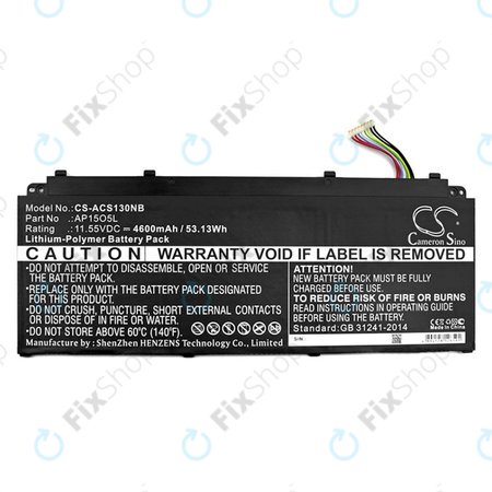 Akku batterie für Acer Aspire S13, Chromebook R13, 4600mAh, Li-Pol, 11.55V, AP15O3K, HQ