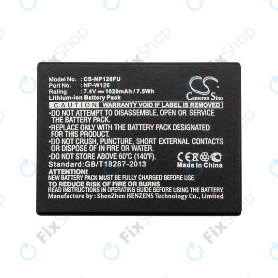 Akku batterie für Fujifilm FinePix, 1020mAh, Li-Ion, 7.4V, NP-W126, NP-W126S, HQ