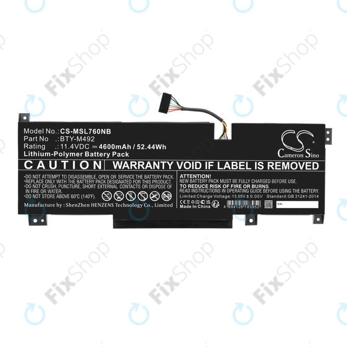 Akku batterie für MSI Pulse GL76, Katana GF66, Bravo 15, Crosshair 17, 4600mAh, Li-Pol, 11.4V, BTY-M492, HQ