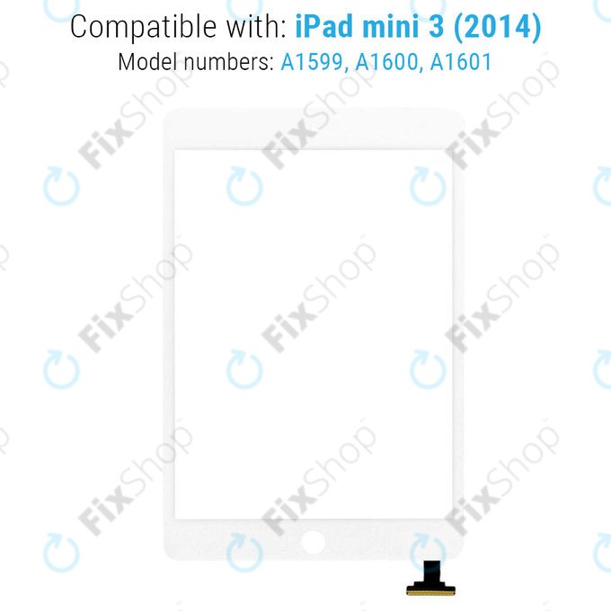 Apple iPad Mini 3 - Touchscreen Front Glas + IC Connector Anschluss (White)