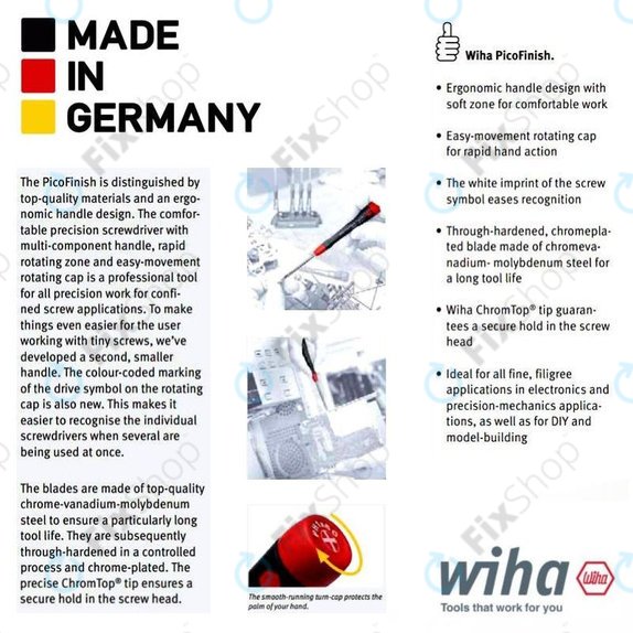 Wiha PicoFinish® 260P - Präzisionsschraubendreher - Schlitz 1,0mm