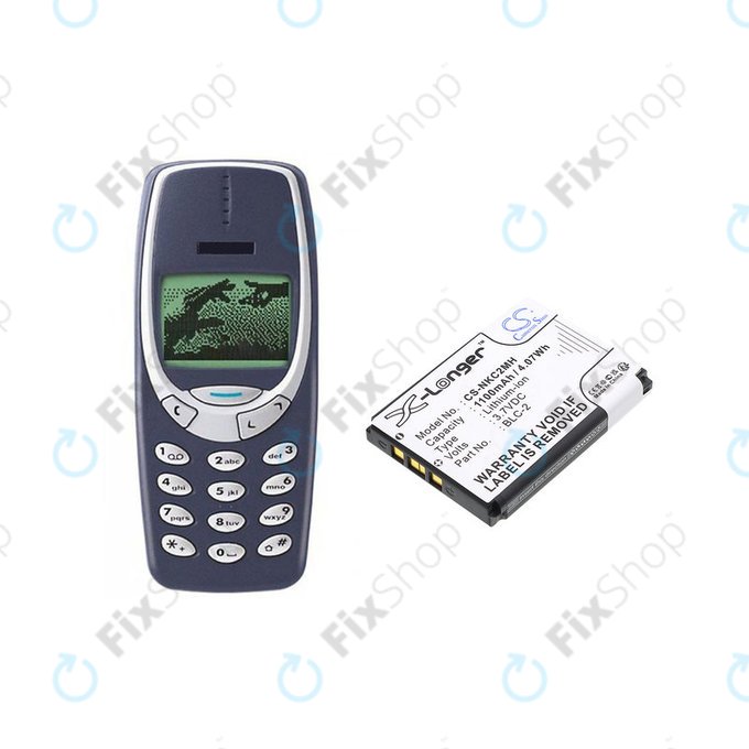 Akku batterie für Nokia 3310, 3330, 1220, 1260, 3560, 5510, 6650, 6800, BLC-2, Li-ion, 3.7V, 1100mAh, HQ
