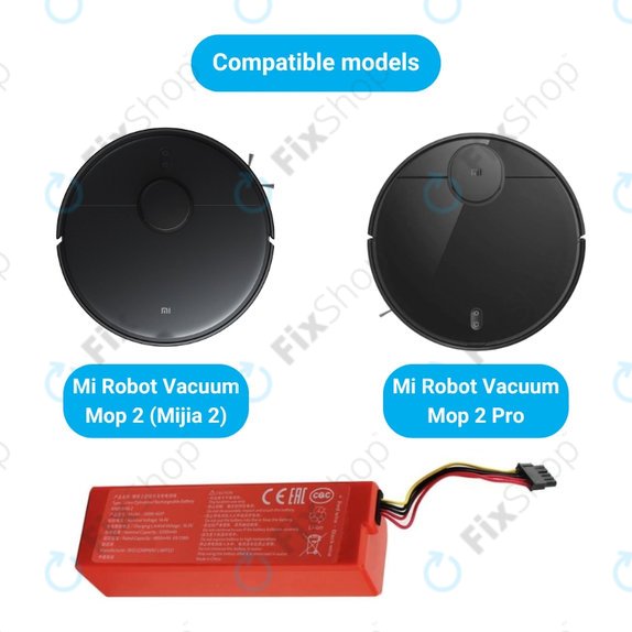Batterie für pre Xiaomi Mi Robot Vacuum Mop 2 (Mijia 2C), 2 Pro, P1904-4S2P-MM, Li-Ion, 14.4V 6500mAh
