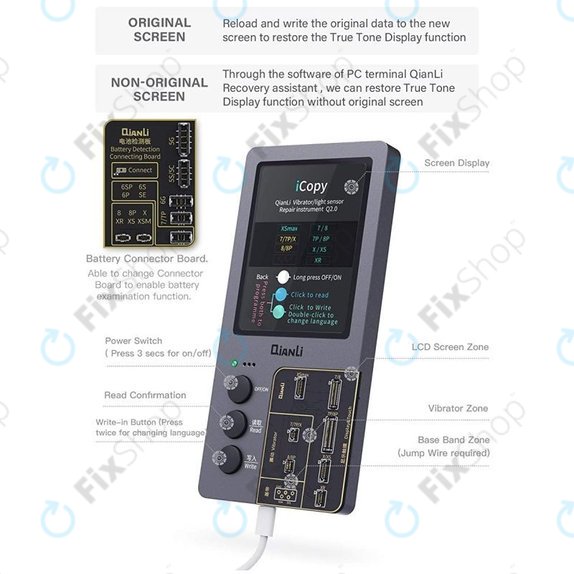 QianLi iCopy Plus 2.2 - True Tone, Lichtsensor, Vibrationsprogrammierer & Batterietester (iPhone 7 - 11 Pro Max)